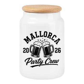 Mallorca 2026 Party Crew Beer Beer Beer - Cookie Jar with Wooden Lid - white - Front