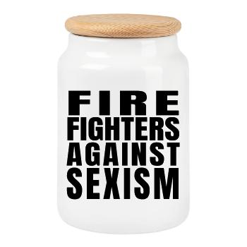 Firefighters Against Sexism Block Black - Keksdose mit Holzdeckel - Weiß - Vorne