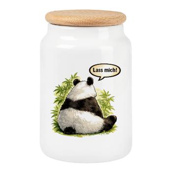 Panda „Lass mich!“ – Schmollender Girlfriend Mood - Keksdose mit Holzdeckel - Weiß - Vorne