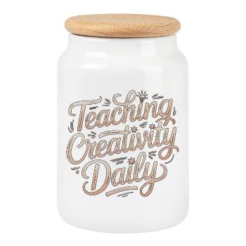 Designer Educator Teaching Creativity Art Educator - Cookie Jar with Wooden Lid - white - Front