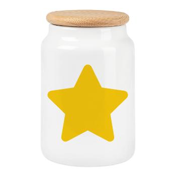 Accent étoile jaune : Simple Star - Boîte à biscuits avec couvercle en bois - blanc - Devant