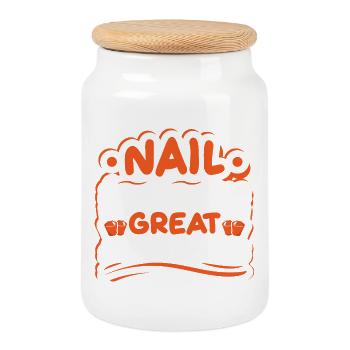 Nail Designer Nail Designer Cosmetics Nail Salon - Cookie Jar with Wooden Lid - white - Front