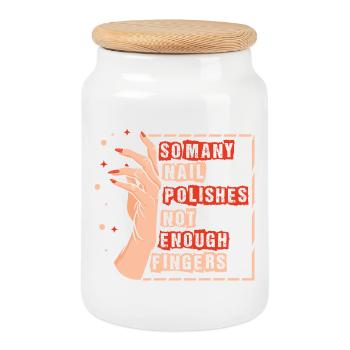 Nail Designer Nail Designer Cosmetics Nail Salon - Cookie Jar with Wooden Lid - white - Front