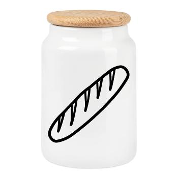 baguette - Boîte à biscuits avec couvercle en bois - blanc - Devant