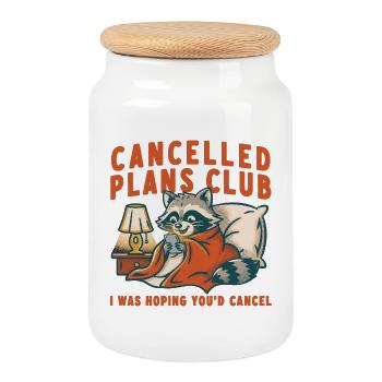 Plans annulés Club Raccoon - Boîte à biscuits avec couvercle en bois - blanc - Devant