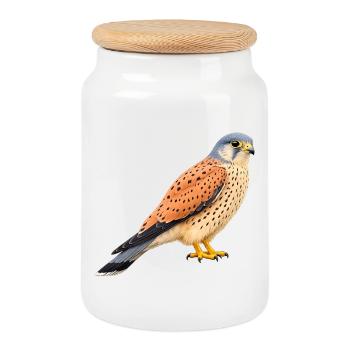 Mâle de crécerelle commune - Boîte à biscuits avec couvercle en bois - blanc - Devant