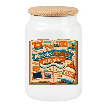 Sticking Memories | Scrapbooking - Cookie Jar with Wooden Lid - white - Front
