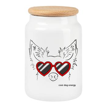 cool dog energy - Keksdose mit Holzdeckel - Weiß - Vorne
