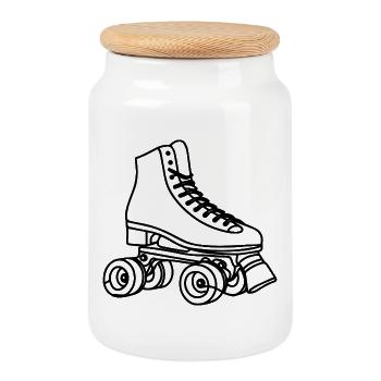 Roller skates - Cookie Jar with Wooden Lid - white - Front
