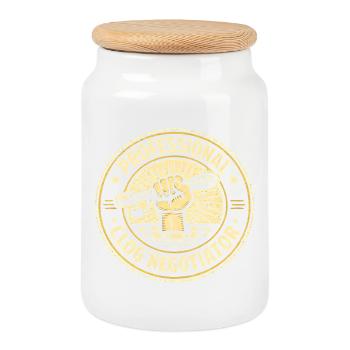 Constipation Professional | Pipe cleaning - Cookie Jar with Wooden Lid - white - Front