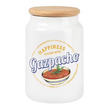 Gazpacho Suppe Retro Koch Vintage Gourmet Spanien - Keksdose mit Holzdeckel - Weiß - Vorne