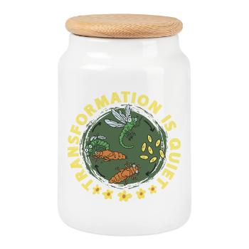 Dragonfly Dragonfly Transformation Is Quiet - Cookie Jar with Wooden Lid - white - Front