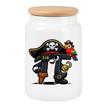 Pi Guesses Math Pi Day Pirate Design - Cookie Jar with Wooden Lid - white - Front