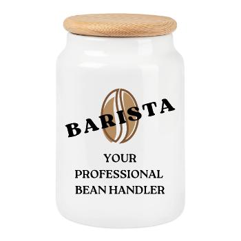 Coffee Barista Graphic - Cookie Jar with Wooden Lid - white - Front