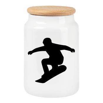 snowboarder - Keksdose mit Holzdeckel - Weiß - Vorne