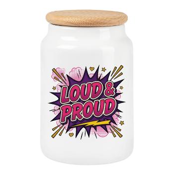 LGBTQ Pride Month - Loud and Proud - Cookie Jar with Wooden Lid - white - Front