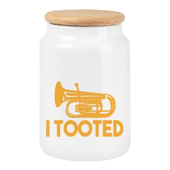 Sorry I Tooted Trombone Tee - Cookie Jar with Wooden Lid - white - Front