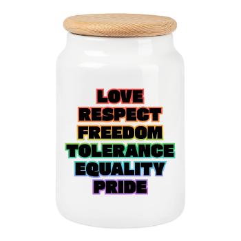 Amour Respect Liberté Tolérance Égalité Fierté - Boîte à biscuits avec couvercle en bois - blanc - Devant