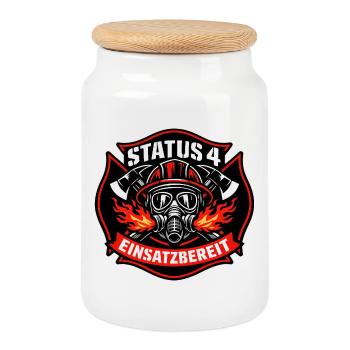 Status 4 Einsatzbereit Logo - Keksdose mit Holzdeckel - Weiß - Vorne