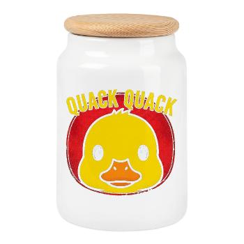 Coin coin-coin canard Pop Art - Boîte à biscuits avec couvercle en bois - blanc - Devant