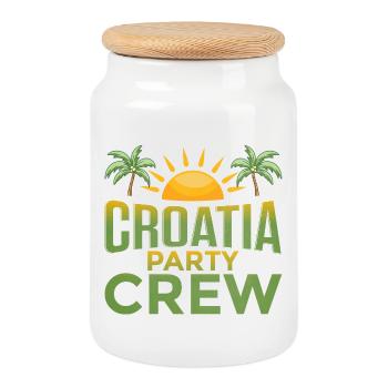 Croatia Party Crew - Keksdose mit Holzdeckel - Weiß - Vorne