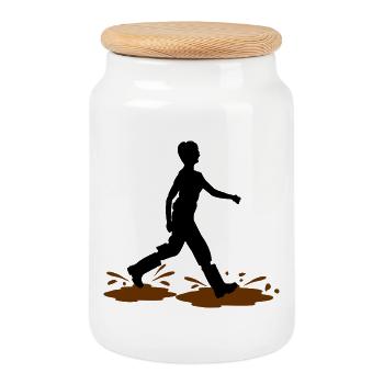 Femme Wadloper – Aventure dans la boue - Boîte à biscuits avec couvercle en bois - blanc - Devant