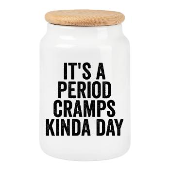 « J’adore les crampes menstruelles », personne ne l’a jamais dit - Boîte à biscuits avec couvercle en bois - blanc - Devant