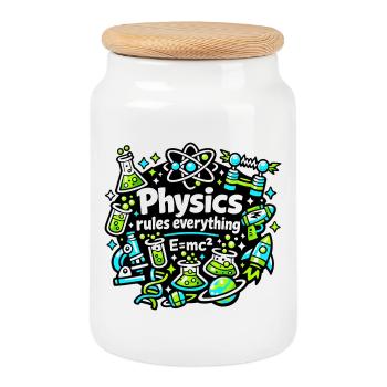 Physics regulates everything - Cookie Jar with Wooden Lid - white - Front