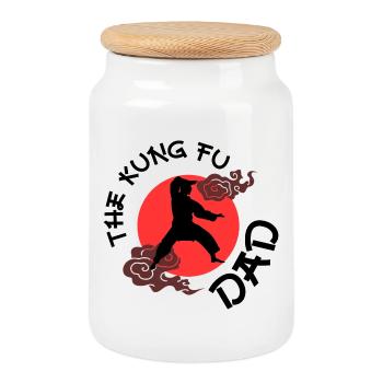The Kung Fu Dad - Cookie Jar with Wooden Lid - white - Front