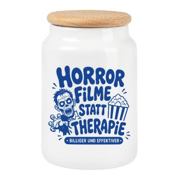 Horror Filme statt Therapie Humor - Keksdose mit Holzdeckel - Weiß - Vorne