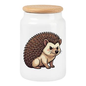 Hedgehog Hedgehog Lover Hedgehog Owner Hedgehog Keeper Stinger - Cookie Jar with Wooden Lid - white - Front