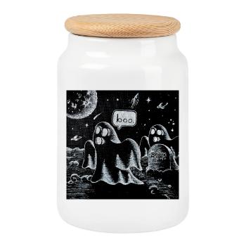 Boo in Space: Ghosts in Space - Cookie Jar with Wooden Lid - white - Front