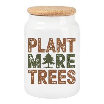 Plant More trees Environmental awareness Nature - Cookie Jar with Wooden Lid - white - Front