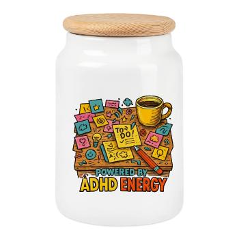 ADHD Energy Creative Desk - Cookie Jar with Wooden Lid - white - Front