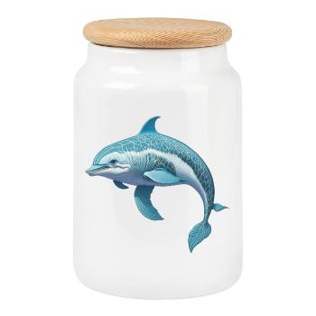 Delfin - Keksdose mit Holzdeckel - Weiß - Vorne