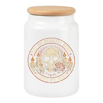 Gothic Skeleton Skull Quote Rock Humor - Cookie Jar with Wooden Lid - white - Front
