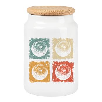 Bowling Skittles Retro Graphic for Skittles Club - Cookie Jar with Wooden Lid - white - Front