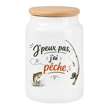 J'peux pas j'ai pêche - Boîte à biscuits avec couvercle en bois - blanc - Devant