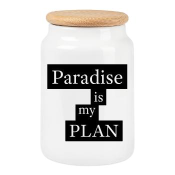 Paradise is my plan - Cookie Jar with Wooden Lid - white - Front