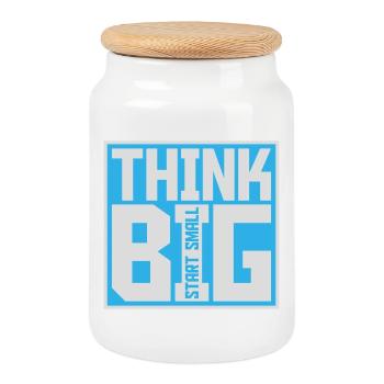 Think Big Start Small Motivation Mindset Wachstum  - Keksdose mit Holzdeckel - Weiß - Vorne
