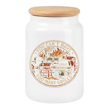 BBQ Humor Dad Grilling Summer Gift - Cookie Jar with Wooden Lid - white - Front