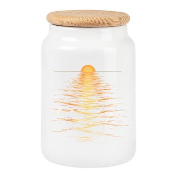 Sunset Sea - Cookie Jar with Wooden Lid - white - Front