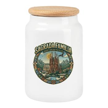Sagrada Familia Barcelona - Keksdose mit Holzdeckel - Weiß - Vorne