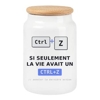 Ctrl Z pour la Vie - Boîte à biscuits avec couvercle en bois - blanc - Devant