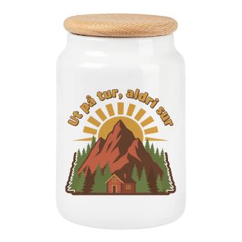 Wandern Niemals saure Retro-Berge - Keksdose mit Holzdeckel - Weiß - Vorne