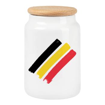 Belgien Flagge - Streifen - Keksdose mit Holzdeckel - Weiß - Vorne