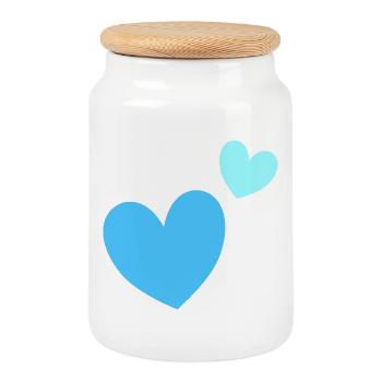 Graphique en duo cœur bicolore - Boîte à biscuits avec couvercle en bois - blanc - Devant