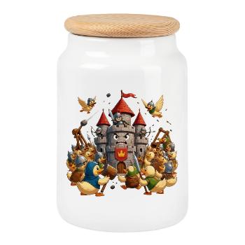 Duck fortress in the Knights' War - Cookie Jar with Wooden Lid - white - Front