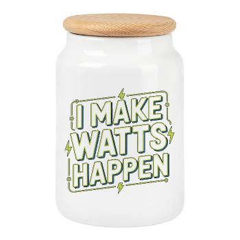 Master Electrician I Make Watts Electrical Service - Cookie Jar with Wooden Lid - white - Front