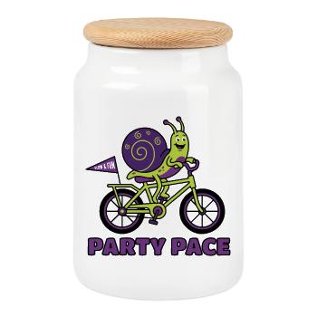 T-shirt drôle de vélo Snail Party Pace - Boîte à biscuits avec couvercle en bois - blanc - Devant